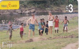Fiji, FIJ-R-?, $3, Tourism 2004, Making Friends (0403), 2 Scans. - Fiji