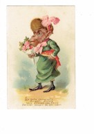 Cpa Illustration - Monkey La Belle Demoiselle Au Gentil Minois - Singe Chimpanzé Habillé Robe Chapeau Poisson 1er Avril - Animaux Habillés