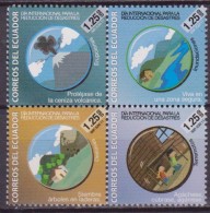 ECUADOR 2011 RISKS PREVENTION,  DISASTER REDUCTION, VOLCANO, RIVER, EARTHQUAKE, 4 V. MNH - Volcans