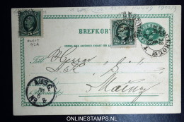 Sweden: Postcard Facit 52B Stockholm To Mainz Germany 28-6-1893 - Interi Postali