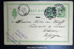 Denmark Postcard 1895 Uprated  Facit 53  Copenhagen To Lokeren Belgium. - Postal Stationery