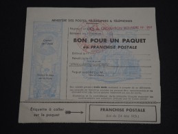 FRANCE – Bon Pour Paquet En Franchise Postale – Détaillons Collection - A Voir - N° 17602 - Cartas & Documentos