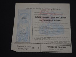 FRANCE – Bon Pour Paquet En Franchise Postale – Détaillons Collection - A Voir - N° 17605 - Cartas & Documentos