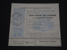 FRANCE – Bon Pour Paquet En Franchise Postale – Détaillons Collection - A Voir - N° 17606 - Briefe U. Dokumente