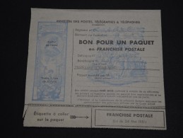 FRANCE – Bon Pour Paquet En Franchise Postale – Détaillons Collection - A Voir - N° 17607 - Storia Postale