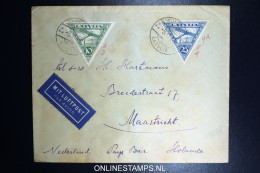 Latvija Lettland  Airmail Cover Msstricht Holland 1921  Mi 129 + 131 - Lituania