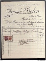 FRANCE FISCAL N° 71 (YT) SUR FACTURE F. BELON MARSEILLE 1935 - Briefe U. Dokumente