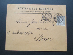 Schweiz 1882 Nr. 37 EF Innerhalb Bern. Contentieux Europeen. Brief Exp. Stempelfehler?? - Storia Postale