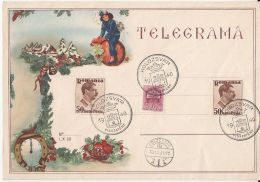 NEW YEAR, TELEGRAMME COVER, ROYAL CROWN, KING CHARLES II STAMPS, VISSZATERT ROUND POSTMARKS, 1940, HUNGARY-ROMANIA - Telégrafos