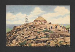 ADIRONDACK MTS. - NEW YORK - VIEW OF THE SUMMIT HOUSE AND FIRE OBSERVERS TOWER ON THE PEAK OF WHITEFACE MT.  LINEN CARD - Adirondack