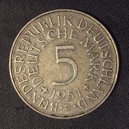 5 Mark Allemagne / Germany 1951 J -  Argent / Silver - 5 Mark