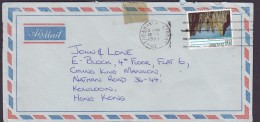 New Zealand Air Mail TARANAKI FASTPOST 1993 Cover Brief KOWLOON Hong Kong $1.80 Ahuriri River Clay Cliffs - Storia Postale