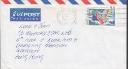 New Zealand Air Mail TARANAKI FASTPOST 1993 Cover Brief KOWLOON Hong Kong $1.50 America's Cup Challenge - Brieven En Documenten