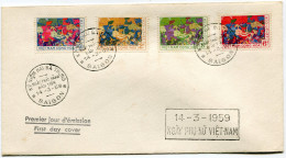 VIETNAM DU SUD ENVELOPPE 1er JOUR DES N°106/109 EN SOUVENIR DES SOEURS TRUNG OBLITERATION SAIGON 14-3-1959 - Viêt-Nam