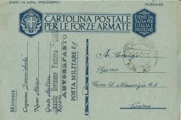 FRANCHIGIA WWII POSTA MILITARE 29 1943 TRIPOLIS GRECIA X TORINO - Military Mail (PM)