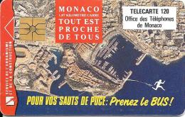 CARTE-PUBLIC-MONACO-120U-MF27-GEMA-01/93-PRENEZ LE BUS-UTILISE-BE - Monaco