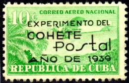 CUBA 1939 - Experimental Postal Rocket Overprint (1), Mint LH - Nuevos