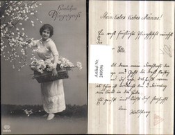 249596,Pfingsten Frau M. Kleid Korb Blumen Blütenzweige Pub EAS 4569/5 - Pentecostés