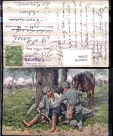 252980,Künstler AK Karl Feiertag Sein Hauptmann Männer Uniform Schwert Pferd Pub Brüd - Feiertag, Karl