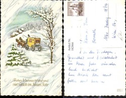 182866,Künstler Ak Kutsche Winterlandschaft Dorf I. Hintergrund Weihnachten - Taxis & Huurvoertuigen