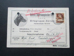 1932 Nr. 207 EF Schweiz. Dobermannpinscher Klub. Nachnahme. Nicht Eingelöst. Zurück. Zürich Fraumünster Paketannahme - Cartas & Documentos