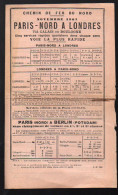 Horaire PARIS NORD A LONDRES  1907 (PPP3458) - Europe