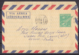 CUBA, 1980, Aerogramme  From Cuba To India, 1 Stamp, Rocket - Covers & Documents