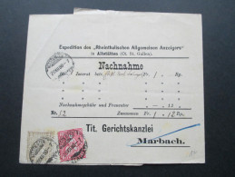 1880 Streifband 2 Farben Frankatur Nachnahme Für Ein Inserat! Expedition Des Rheinthalischen Allgemeinen Anzeigers - Oblitérés