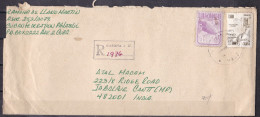 CUBA, Registered Cover From Cuba To India, 2 Stamps, Manati, Cemento - Lettres & Documents