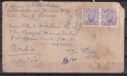 CUBA, 1977, Cover From Cuba To India, 2 Stamp, Antonio Saco - Lettres & Documents