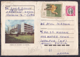CUBA, Cover From Cuba To India, 2 Stamps, Fabrica De Calzado, La Habana - Lettres & Documents