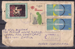 CUBA, 1984, Registered Cover From Cuba To India, 4 Stamps, - Briefe U. Dokumente