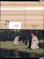 262179,Künstler AK Alfred Mailick Am Waldteich Frauen M. Kleider B. Blumen Pflücken - Mailick, Alfred