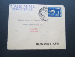 Pakistan 1963 Air Mail Registered Ganzsache Mit Zusatzfrankatur. Gujranwala. N.P.O. The Australasia Bank Ltd - Pakistan