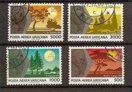 1990 Vaticano Vatican VIAGGI DEL PAPA  JOURNEYS  Serie Aerea Di 4v. USATA Con Gomma Air Mail - Gebraucht