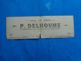 Tete De Facture -vins En Gros P. Delhoume St Priest Sous Aixe - Advertising