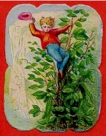 Mini Chromo DECOUPI (hauteur = 3,4 Cm) Enfant Dans Un Arbre * Gaufré Embossed - Children