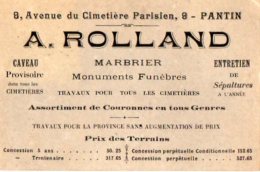 VP5178 - CDV - Carte De Visite - A.ROLLAND Marbrier,Monuments Funèbres à PANTIN - Cartes De Visite