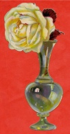Chromo DECOUPI - Rose Blanche Dans Un Vase Soliflore - Fleurs - Flowers ° Gaufré Embossed - Fiori