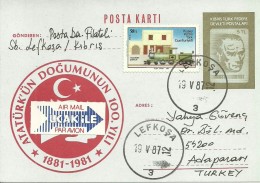 Cyprus (Turkey); 1981 Postal Stationery Sent From Nicosia (Lefkosa) - Brieven En Documenten