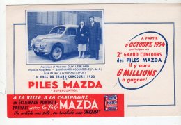 Juil16    75663    Buvard   Pile MAZDA    Une Voiture   4 Cv Renault - Accumulators