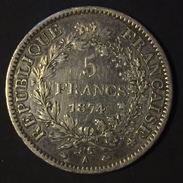 5 Francs 1874 A France - J. 5 Franchi
