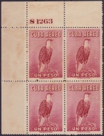 1956-208 CUBA REPUBLICA 19516. Ed.668. 1$ CARAIRA. PLATE NUMBER. MANCHAS. AVS BIRD PAJAROS. - Unused Stamps