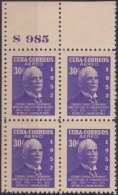 1952-295 CUBA REPUBLICA 1952. 30c CHARLES HERNANDEZ Ed.517 PLATE NUMBER MNH. - Neufs