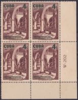 1957-261 CUBA REPUBLICA 1957. Ed. 722. ESCUELA NORMAL GUANABACOA. PLATE NUMBER. LIGERAS MANCHAS - Ongebruikt