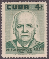 1958-218 CUBA REPUBLICA 1958. Ed.739. FRANCISCO DOMINGUEZ ROLDAN. RADIOLOGY MEDICINE LIGERAS MANCHAS - Nuevos