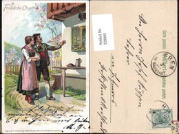 320045,Künstler Litho E. Döcker Serie 44 Fröhliche Ostern Paar Tracht V. Haus Schwalb - Döcker, E.