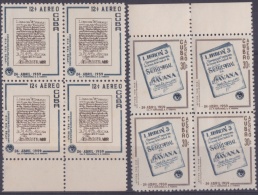 1959.59 CUBA 1959. POSTAL HISTORY BOOK LIBRONES. PLATE NUMBER. LIGERAS MANCHAS. BLOCK 4. STAMPS DAY. - Unused Stamps