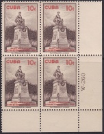 1960.157 CUBA 1960 MNH. RETIRO DE COMUNICACIONES. PLATE NUMBER. BLOCK 4 - Unused Stamps