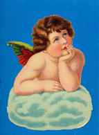 LOVELY PENSIVE ANGEL, ANGE,  VICTORIAN SCRAP, DECOUPIS  ANCIENS GAUFRE, MINT COND, Ca  8.5  X  11.5 Cm - Engel